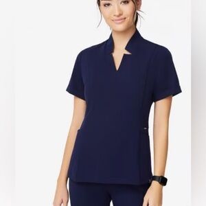 FIGS Inala Technical Collection Navy Blue Scrub Top Sz XXS